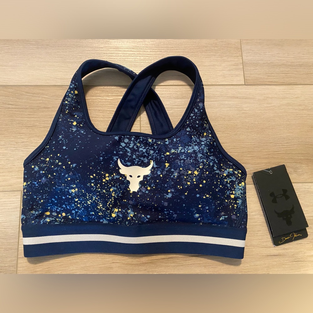 Under Armour Project Rock Printed Crossback Compression Bra Size Small *nwt